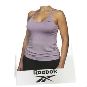 Reebok Women's Lavender Tunic Sport Tank Top Strappy Back Built-in Bra Sz L NWT